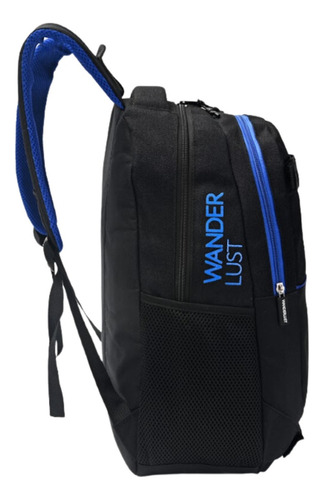 Mochila Urbana Con Bolsillo Porta Notebook Wanderlust Color Negro Diseño De La Tela Lisa
