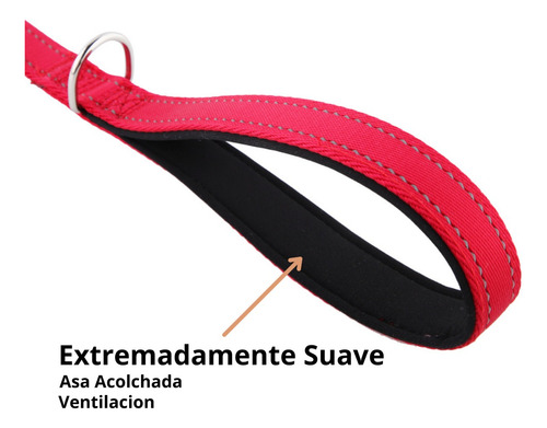 Correa Para Perros Reflectiva Con Gancho Reforzado 1.5 Mts Rojo