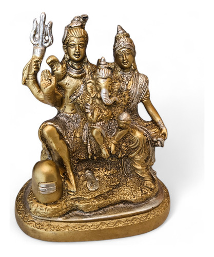 Estatuilla Shiva Ganesh Parvati  Resina  Mundo Hindu