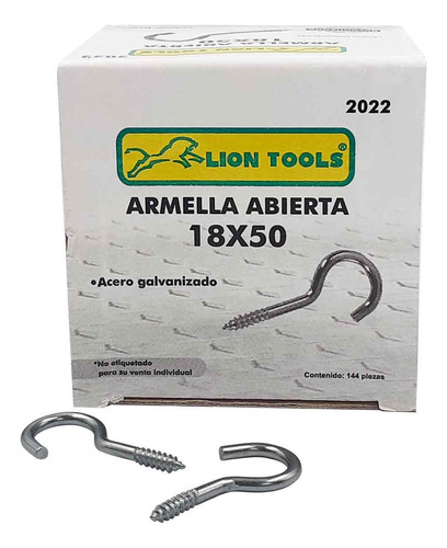 Armella Abierta Galvanizada 18x50 Caja Con 144 Pz Lion Tools