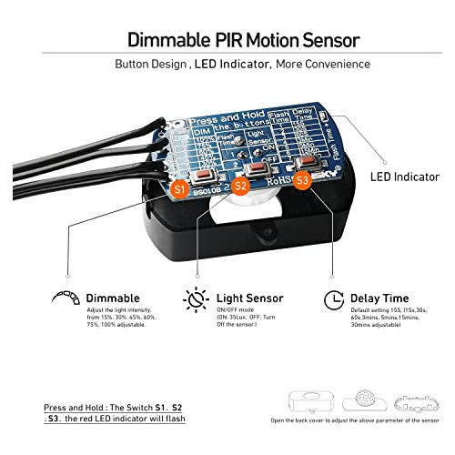 Interruptor De Sensor De Movimiento Mini Pir Dimmable B...