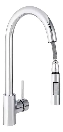 Torneira Para Cozinha De Mesa Gourmet Quente E Frio Monocomando Bica Móvel 1/4 De Volta Extensível Retrátil Cromada Prestige Beltempo