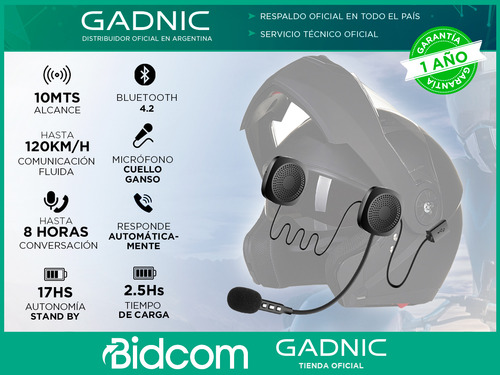 Auriculares Bluetooth 4.2 Gadnic Para Casco Con Micrófono