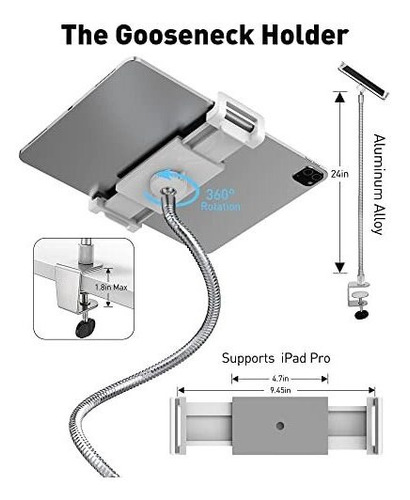 Soporte Aluminio Resistente Para iPad Tableta Cuello 4.5