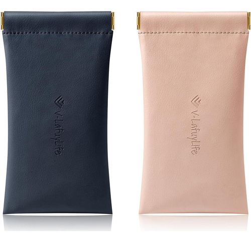 Estuche Para Gafas Suave 2 Pack - Cuero Pu Rosa/azul