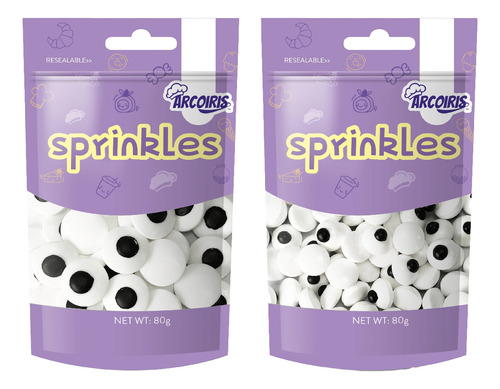 Kit De 2 Sprinkles Ojos De 1 Y 1.8 Cm Ojitos De Dulce 80g 