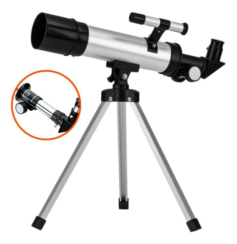 Telescopio Refractor Para Niños Astronomico F360x50 Tripode Color Plateado