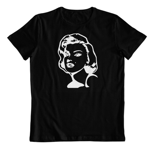 Polera Negra Algodon Estampado Dtf Marilyn Monroe Hollywood