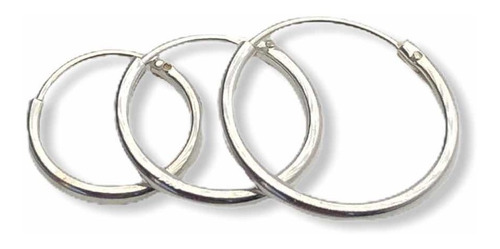 Pack 3 Aros Argollas Cubanos De Plata 925 (nros 0 , 1 Y 2)