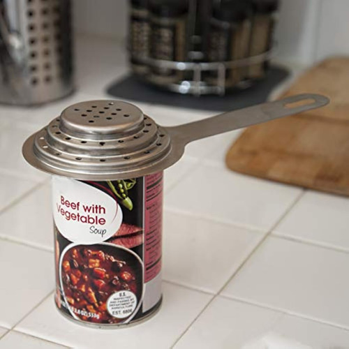 Colador De Latas De Acero Inoxidable Con Mango Plateado