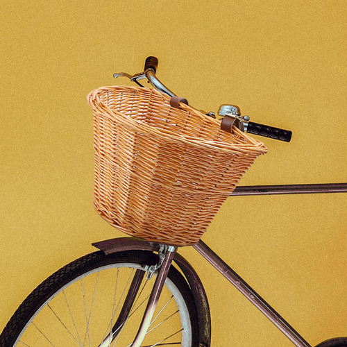 Cesta De Bicicleta En Forma De D De Mimbre Cesta De Compra