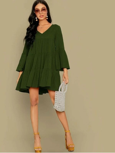 Vestido  Verde Casual Flojito