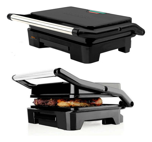 Grill sanduicheira Mallory Chefpro 900w Black Inox Antiaderente Cor Preto