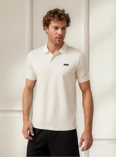 Polo Stretch Slim Blanco Calvin Klein