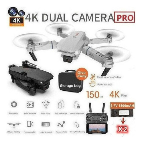 Cámara Drone E88 Portátil De Alta Definición 4k Con 2