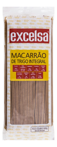Macarrão de Trigo Integral Espaguete Excelsa Pacote 500g