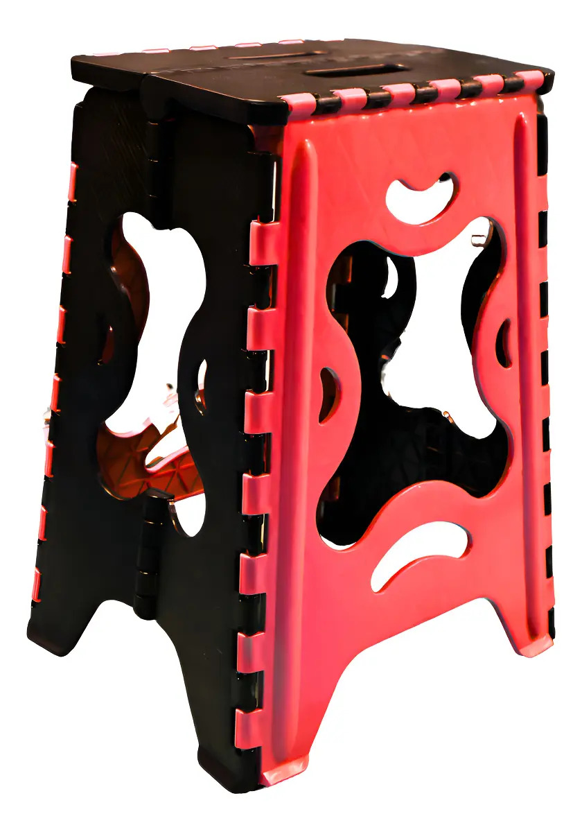 Banco Plegable Grande Portatil Plastico Soporta 120kg 1pz Acabado de la estructura Mate Asiento Rojo