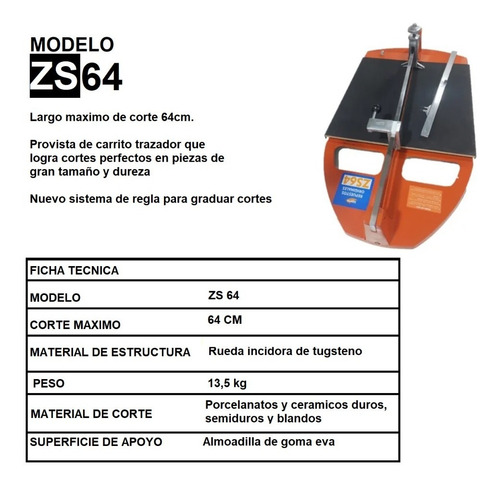 Imagen 3 de 8 de Cortadora De Ceramicos Zonta 64 Cm Industrial Porcelanatos
