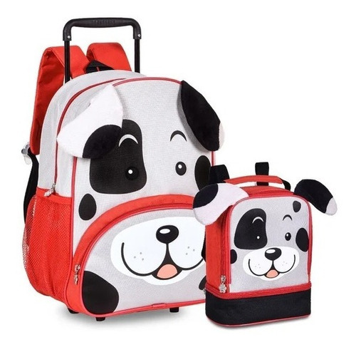 Kit Infantil Mochila + Lancheira Termica Com Alça Carona Cor Dálmata