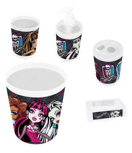 Kit Banheiro Monster High 5 Peças Cor Sem-informacao