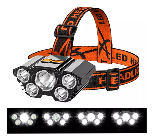 Linterna De Cabeza 5 Led Recargable 