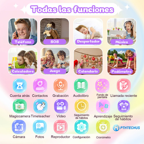 Reloj Inteligente 4g Llamadas HD Reloj Smartwatch Para Niños 4g Señal Reloj Inteligente Para Compatible con chip SIM 4g PTHTECHUS SOS smartwatch Lt49 Púrpura Llamadas Smartwatch,FULL HD LCD Smartwatch
