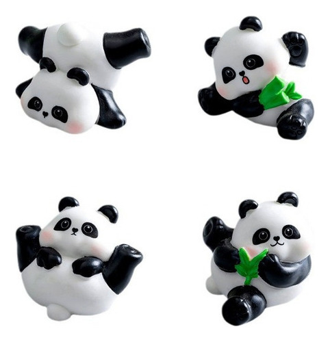 4pzs Mini Adornos De Panda Gigante Resina Escritorio/jardín