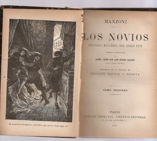 Los Novios Tomo 2 - Manzoni - Garnier Hermanos Paris 1892