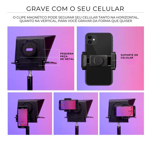 Teleprompter Para Câmera E Celular 8 Portátil Portátil T2pa
