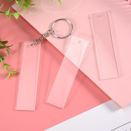 Llavero Acrílico Rectangular De 120 Piezas, Blanco, Transpar