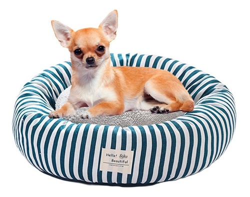 Cama Nido Perro Gato Firme Extra Suave Cojin Extraible Lino Color Azul