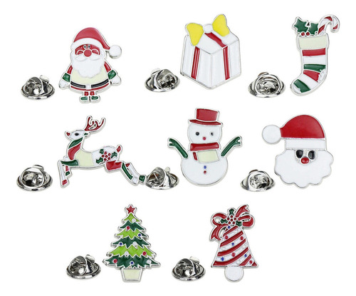 8 Piezas De Aleación De Navidad Broche Alfileres Joyería