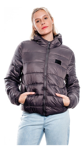 Campera Mujer Inflable Con Piel Bariloche 632