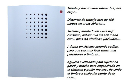 Timbre Inalambrico Uso Profesional, Gran Alcance + Pilas Mu
