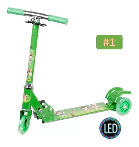 Monopatín Plegable Metal Scooter Infantil Metálico C/luces