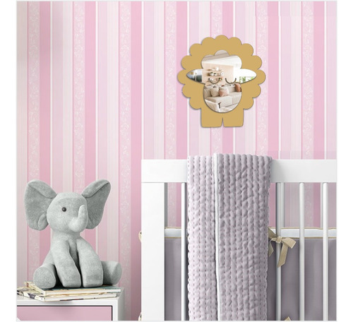 Espelho Decorativo Quarto Infantil Ovelha Maternidade Moldura Acrílico Espelhado Prata E Mdf Cru