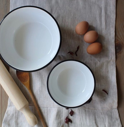 Imagen 3 de 4 de Set 2 Bowl Cocina Enlozado Blanco 26 Cm