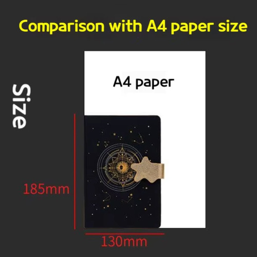 Libreta 100 H Negras Universo Estrellas Broche Magnético Luna