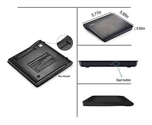 Imagen 5 de 6 de Unidad Cd Externa Usb 3.0 Portátil Cd Dvd