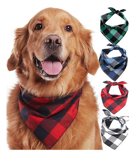 Collar Bufandas Para Perro Gato Estilo A Cuadros 4pcs