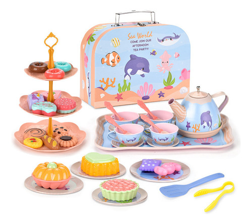 Juego De Té De Juguete De Cocina Para Niños Con Tarta