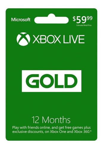Xbox Live Gold 12 Meses Codigo Digital