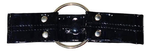 Choker De Charol Grueso Collar Con Aro Argolla 5cm Regulable Negro