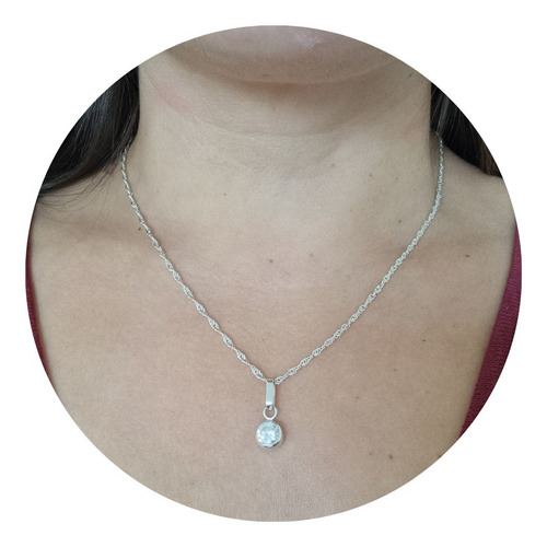Collar Con Dije Punto De Luz, Cadena 45cms. Plata 925.