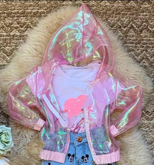 jaqueta bomber holografica transparente