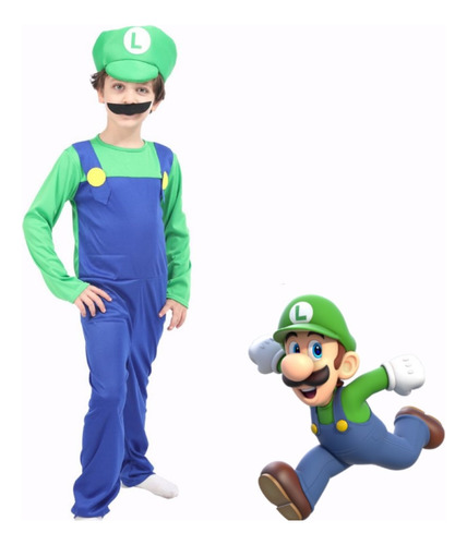 Disfraz Alusivo A Superheroe Mario Bros Y Luigi Cosplay Niño