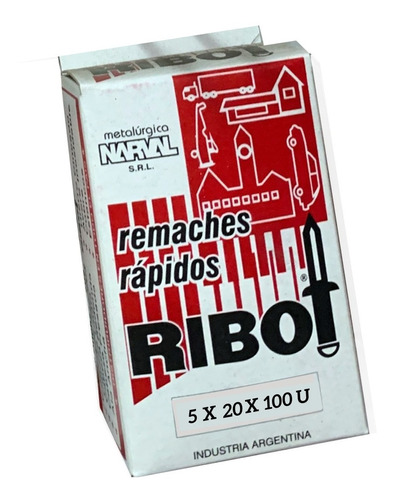 Remache Pop Aluminio 5 X 20 Mm  Caja X 50 Unidades Ribot