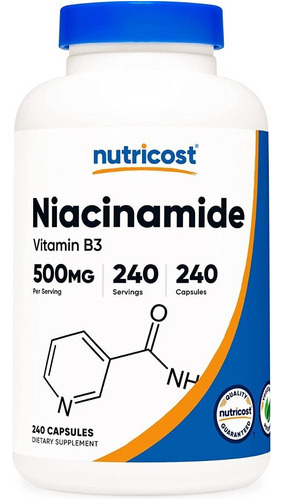 Niacinamida Vitamina B3 500 Mg Sin Ogm Sin Gluten 240 Cap