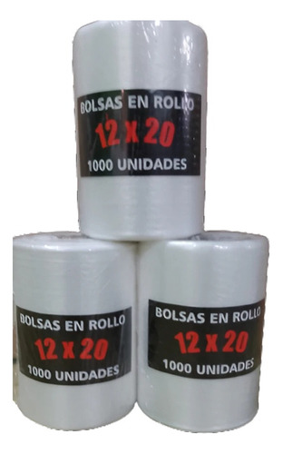 Bolsas Rollo Para Comercio 12x20 - 1000 Unidades Pack X 3