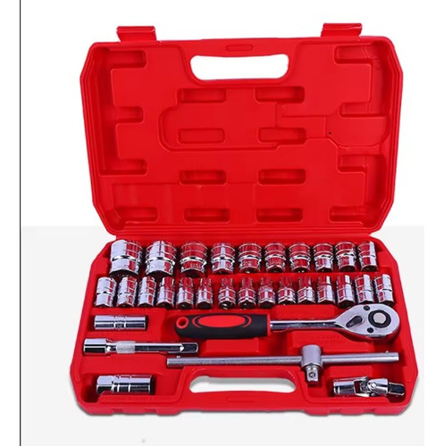 Caja Roja De Dados C/rachet 32pcs Diesel Tools